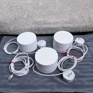 Google Wifi Router Mesh System 3 Pack Bundle With Power Adapters GJ2CQ TESTED